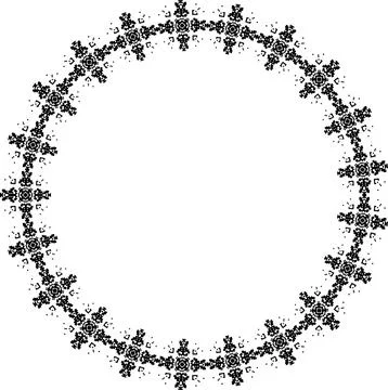 Round frame with abstract shapes pattern. Vector illustration isolated on w.. Illustrazione stock