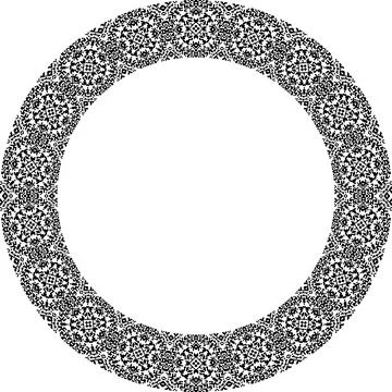 Round frame with abstract shapes pattern. Vector illustration isolated on w.. Illustrazione stock