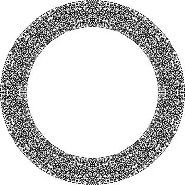 Round frame with abstract shapes pattern. Vector illustration isolated on w.. Illustrazione stock