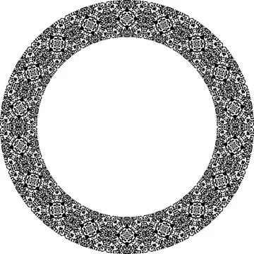 Round frame with abstract shapes pattern. Vector illustration isolated on w.. Stock Illustration