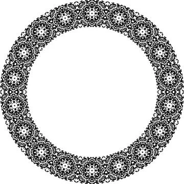 Round frame with abstract shapes pattern. Vector illustration isolated on w.. Stock Illustration