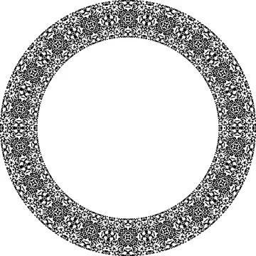 Round frame with abstract shapes pattern. Vector illustration isolated on w.. Stock Illustration