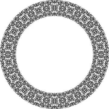 Round frame with abstract shapes pattern. Vector illustration isolated on w.. Stock Illustration