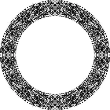 Round frame with abstract shapes pattern. Vector illustration isolated on w.. Illustrazione stock