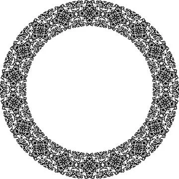 Round frame with abstract shapes pattern. Vector illustration isolated on w.. Stock Illustration