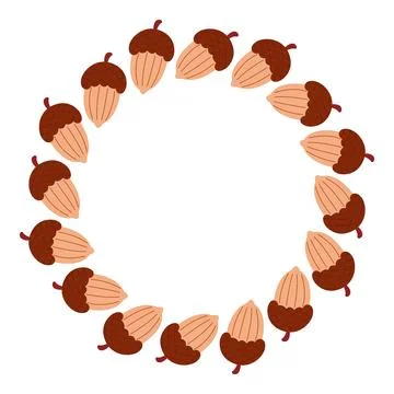 Round frame of acorns, vector Stock Illustration