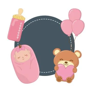 Round frame and baby elements Stockillustratie