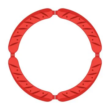 Round frame and sausages. Vector illustration on blank background. Stock Illustration