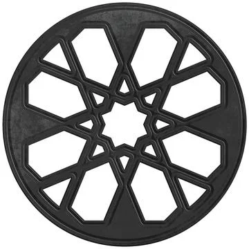 Round frame with arabic lattice pattern. Window grill porthole. Stock Illustration