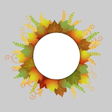 Round frame for banner with maple leaves Stock Illustration