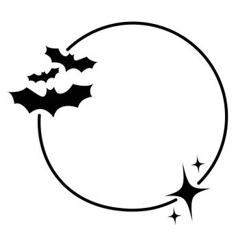 Round frame with bats and stars. Tattoo sign. Decor elements for  decoratin.. Stock Illustration