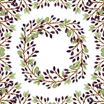 Round frame with berry twigs Stock Illustration