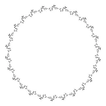 Round frame with black and white branches. Isolated wreath Stock Illustration