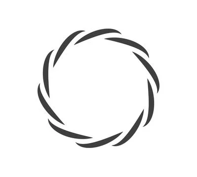 Round frame black and white vector ornament. Graphic border doodle. Ring curv Stock Illustration