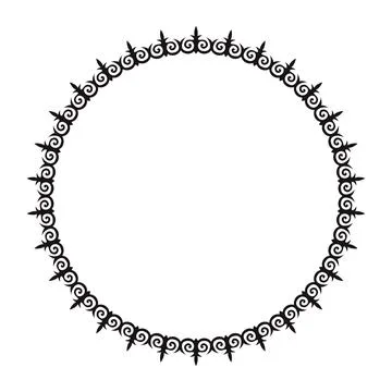 Round frame with black and white decorative Ethnic pattern. Nomadic ornament.  Illustrazione stock