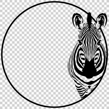 Round-frame-with-black-zebra-without-background イラスト素材