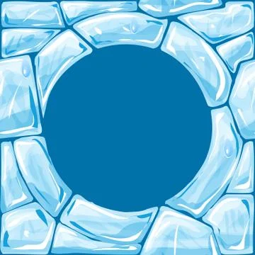 Round frame on blue Ice seamless pattern Stock Illustration