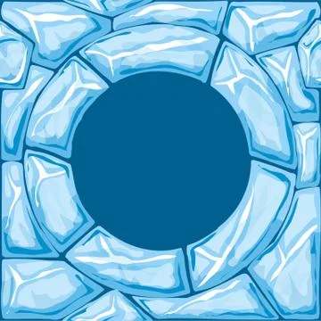 Round frame on blue Ice seamless pattern Stock Illustration