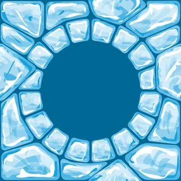 Round frame on blue Ice seamless pattern Stock Illustration
