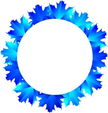 Round frame of the blue maple leaves Stock Illustration