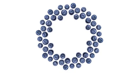 Round frame of blueberries on white background Stock Footage 108125680