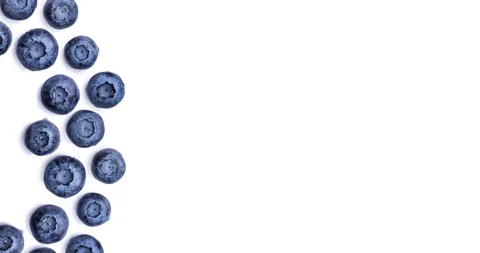 Round frame of blueberries on white background Video stock 108125728