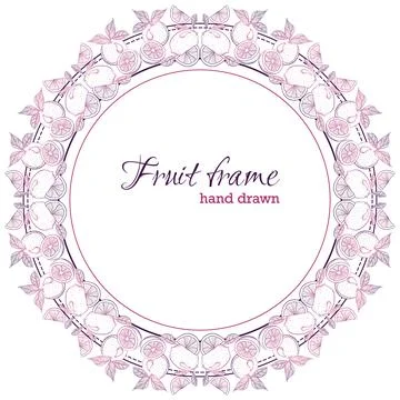 Round frame border of citrus Stock Illustration