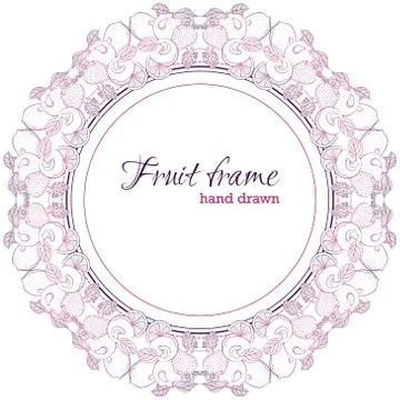 Round frame border of fruit mix Stock Illustration