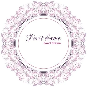 Round frame border of fruit mix Stock Illustration
