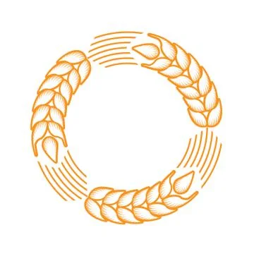 Round frame with border made of ears of wheat Stock Illustration