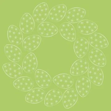 Round Frame border made of outline patterned Easter Eggs Minimalistic Flat Stock Illustration