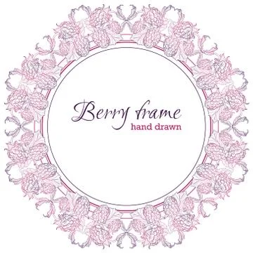Round frame border of raspberry Stock Illustration