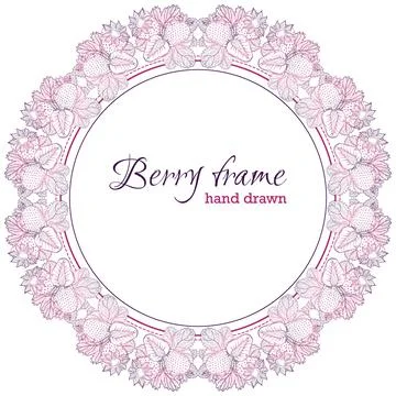 Round frame border of strawberry Stock Illustration
