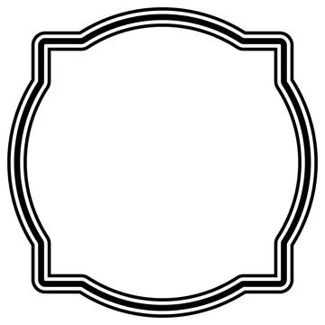 Round frame border, vintage frame decorative border simple outline black Stock Illustration