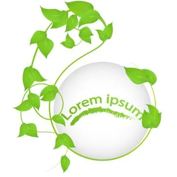 Round frame of branches with fresh green leaves Stock Illustration