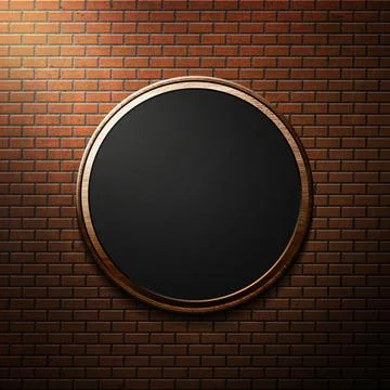 Round frame on brick wall illustration Stock Illustration
