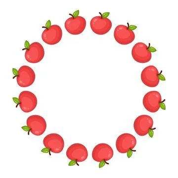 Round frame of cartoon apples. Vector illustration Stock-Illustration