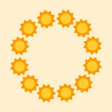 Round frame of cartoon suns. Vector illustration Illustrazione stock