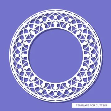 Round frame with a carved pattern.  Stock Illustration