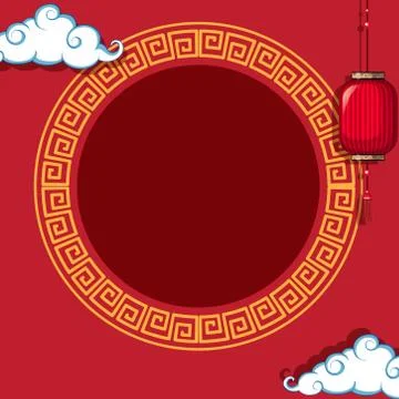 Round frame on chinese pattern background Illustrazione stock