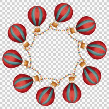 Round frame with circus props. Designed with festive decorations. Stock Illustration