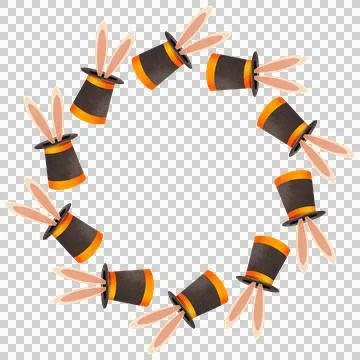 Round frame with circus props. Designed with festive decorations. Stock Illustration