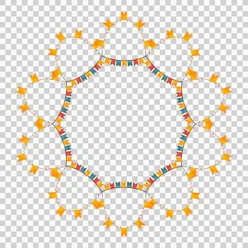 Round frame with circus props. Designed with festive decorations. Stock Illustration