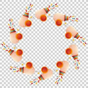 Round frame with circus props. Designed with festive decorations. Stock Illustration