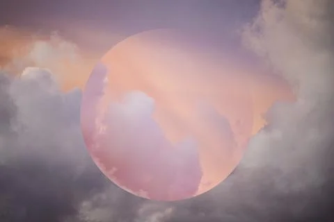 Round frame on cloudy sky background Stock Photos