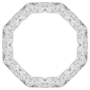 Round frame for coloring. Vector decorative zentangle object Ilustração Stock