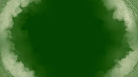 Round frame for content made of smoke or clouds on chroma key screen Stockillustratie