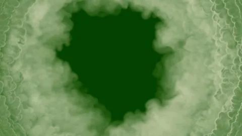 Round frame for content made of smoke or clouds on green screen Stock Illustration