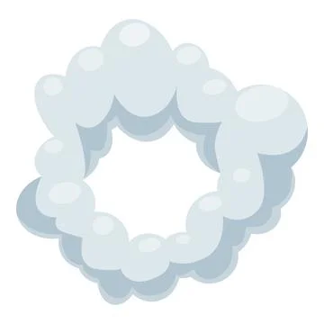 Round frame created by fluffy white clouds forming a circle Illustration