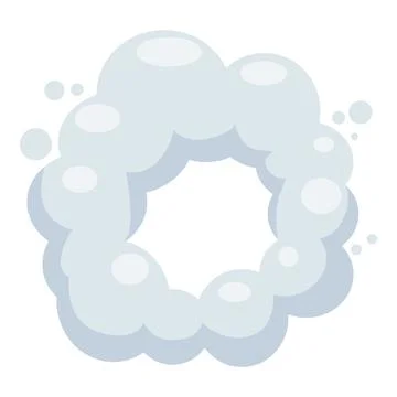 Round frame created by light blue smoke puffs floating on white background Stock Illustration